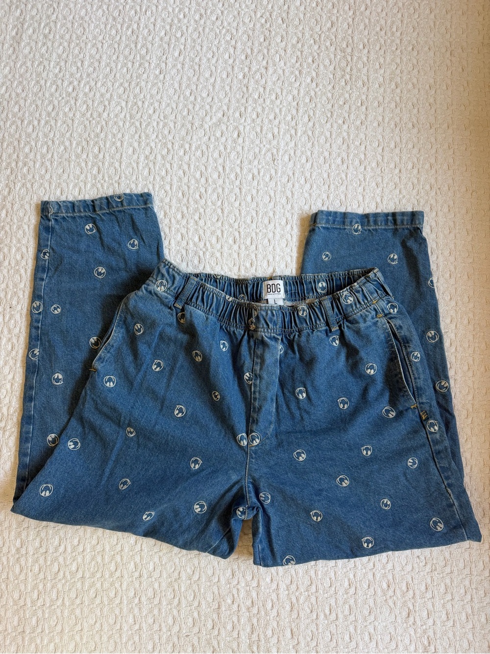 Urban Outfitters BDG Smiley Embroidered Blue Jeans